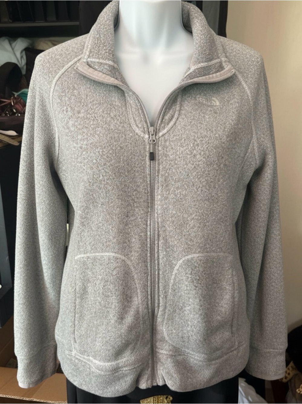 The North Face Light Gray Full-Zip Fleece Jacket